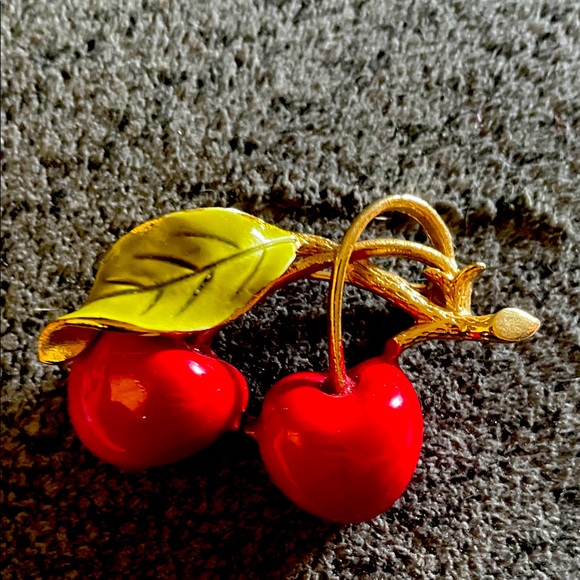 Vintage Jewelry - vintage cherry pin